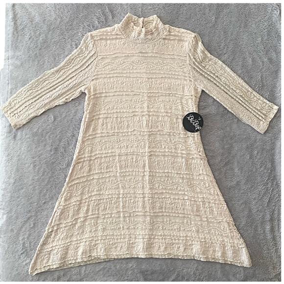 NWT BEBOP 3/4 SLEEVE TURTLENECK LACE DRESS BLUSH XL - Picture 2 of 11